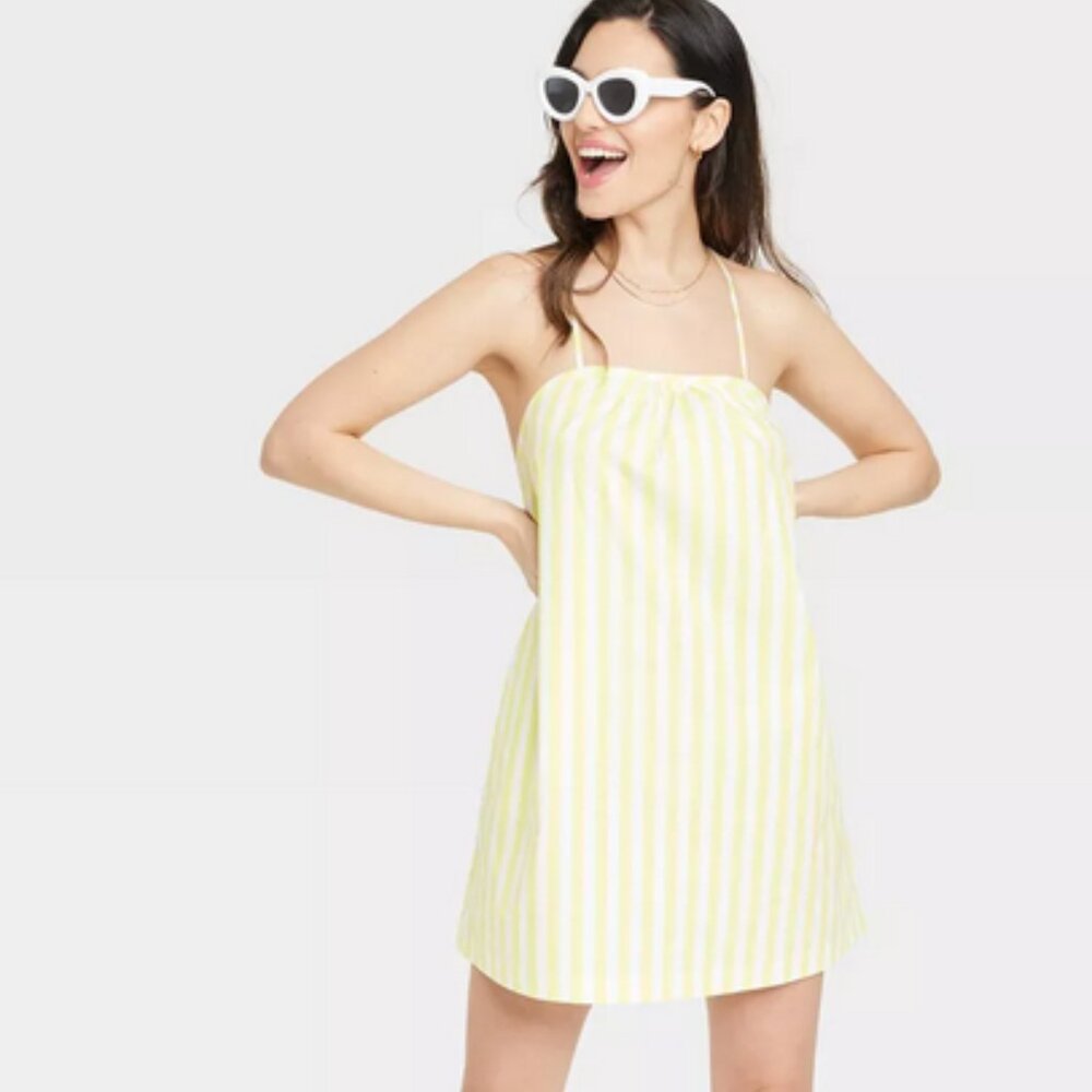 A New Day Striped Mini Shift Dress Strappy NWT Size XS Striped